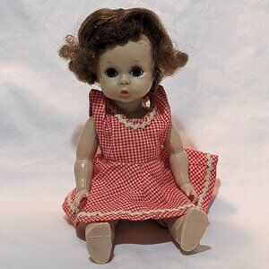 Alexander Doll Company Vintage "Alex" Doll In Red Gingham Dress Preowned